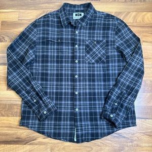 Woolf Original New York WON‎ Men's XXL Black & Gray Plaid Long Sleeve Shirt